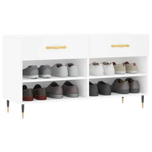 Skobænk 102x35x55 cm konstrueret træ hvid