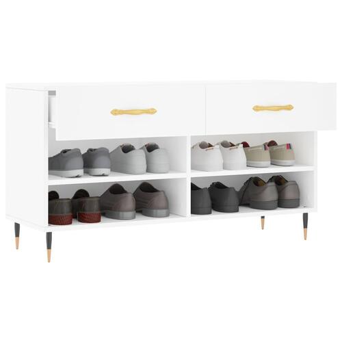 Skobænk 102x35x55 cm konstrueret træ hvid
