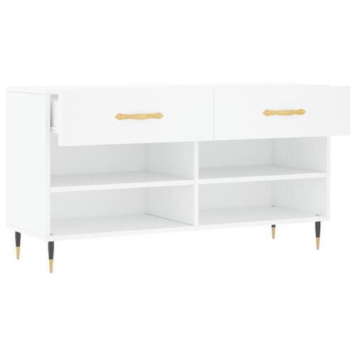 Skobænk 102x35x55 cm konstrueret træ hvid