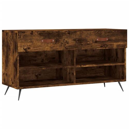 Skobænk 102x35x55 cm konstrueret træ røget egetræsfarve