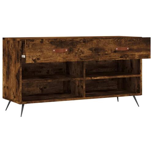 Skobænk 102x35x55 cm konstrueret træ røget egetræsfarve