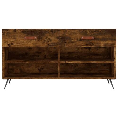 Skobænk 102x35x55 cm konstrueret træ røget egetræsfarve