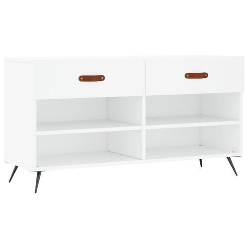 Skobænk 102x35x55 cm konstrueret træ hvid
