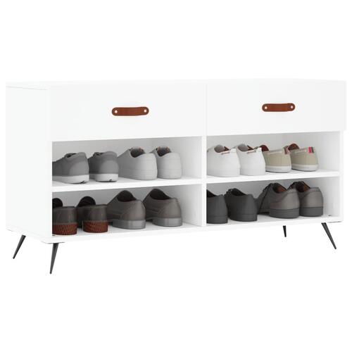 Skobænk 102x35x55 cm konstrueret træ hvid