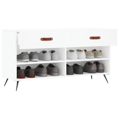 Skobænk 102x35x55 cm konstrueret træ hvid