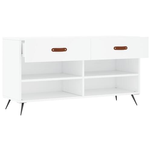 Skobænk 102x35x55 cm konstrueret træ hvid
