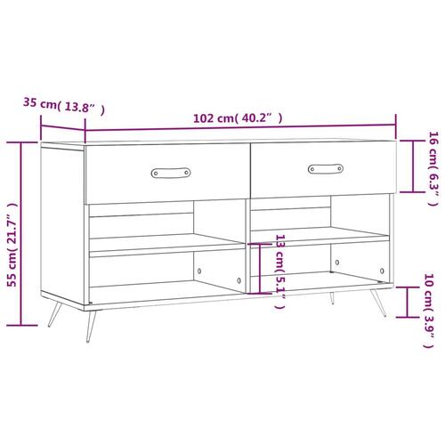 Skobænk 102x35x55 cm konstrueret træ hvid