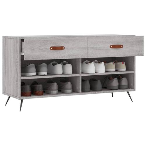 Skobænk 102x35x55 cm konstrueret træ grå sonoma-eg