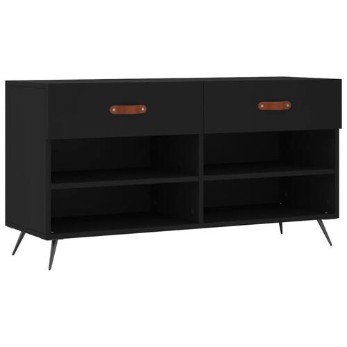 Skobænk 102x35x55 cm konstrueret træ sort