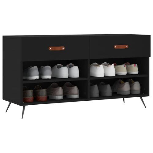 Skobænk 102x35x55 cm konstrueret træ sort