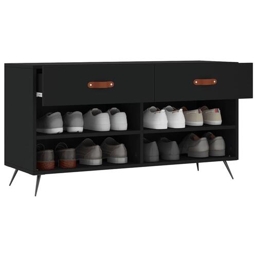 Skobænk 102x35x55 cm konstrueret træ sort
