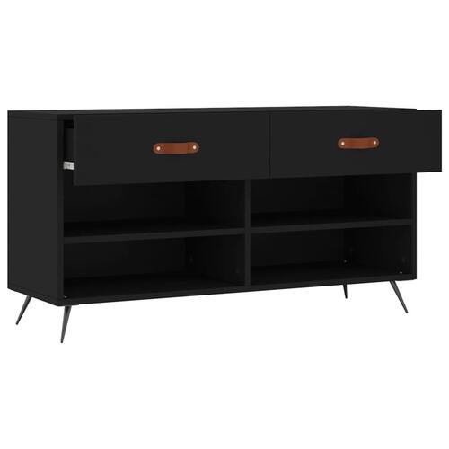 Skobænk 102x35x55 cm konstrueret træ sort