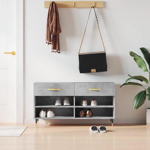Skobænk 102x35x55 cm konstrueret træ betongrå
