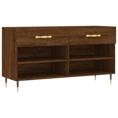 Skobænk 102x35x55 cm konstrueret træ brun egetræsfarve