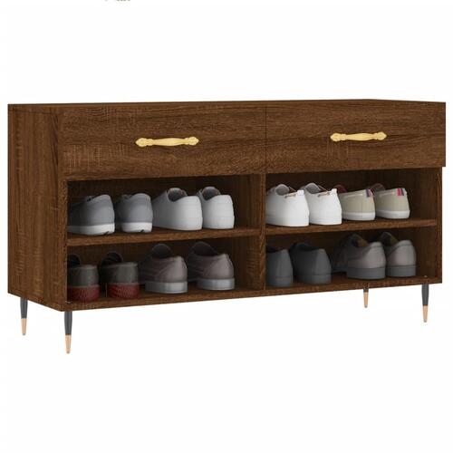 Skobænk 102x35x55 cm konstrueret træ brun egetræsfarve