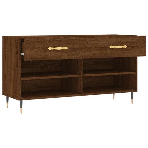 Skobænk 102x35x55 cm konstrueret træ brun egetræsfarve