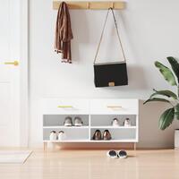 Skobænk 102x35x55 cm konstrueret træ hvid højglans