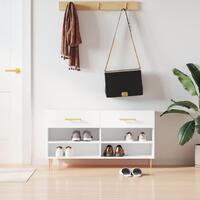 Skobænk 102x35x55 cm konstrueret træ hvid