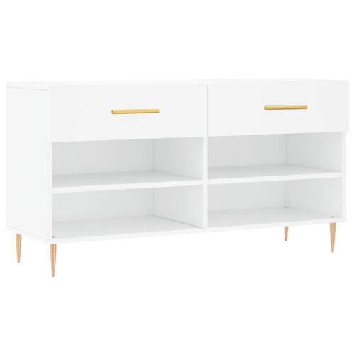 Skobænk 102x35x55 cm konstrueret træ hvid