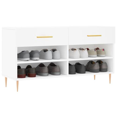 Skobænk 102x35x55 cm konstrueret træ hvid