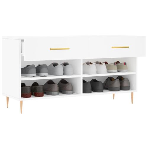 Skobænk 102x35x55 cm konstrueret træ hvid