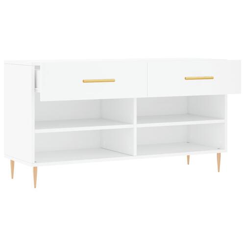 Skobænk 102x35x55 cm konstrueret træ hvid