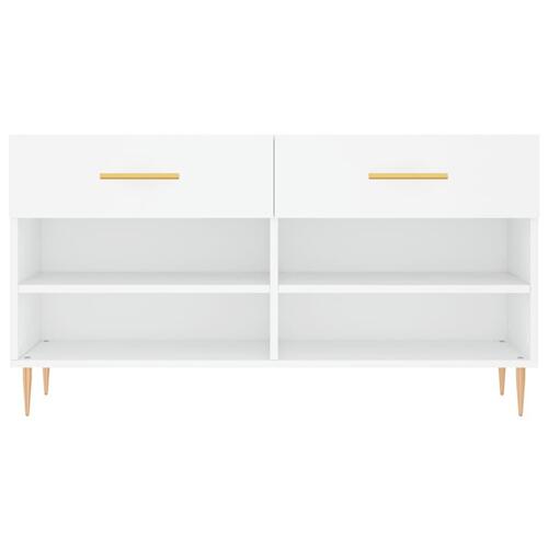 Skobænk 102x35x55 cm konstrueret træ hvid
