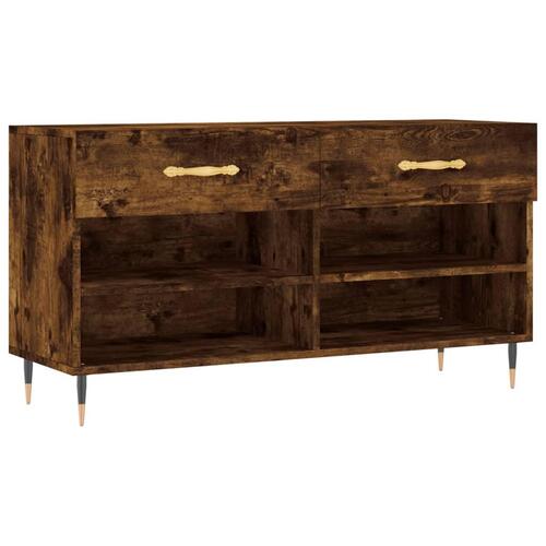Skobænk 102x35x55 cm konstrueret træ røget egetræsfarve