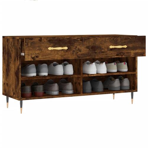 Skobænk 102x35x55 cm konstrueret træ røget egetræsfarve