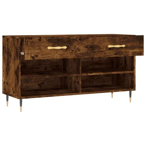 Skobænk 102x35x55 cm konstrueret træ røget egetræsfarve