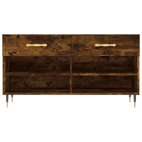 Skobænk 102x35x55 cm konstrueret træ røget egetræsfarve