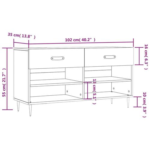 Skobænk 102x35x55 cm konstrueret træ sonoma-eg