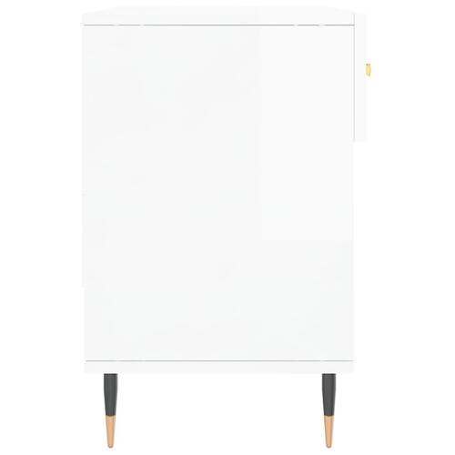 Skobænk 102x35x55 cm konstrueret træ hvid højglans