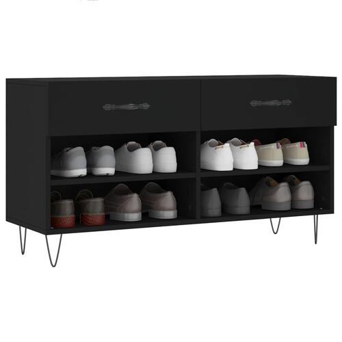 Skobænk 102x35x55 cm konstrueret træ sort