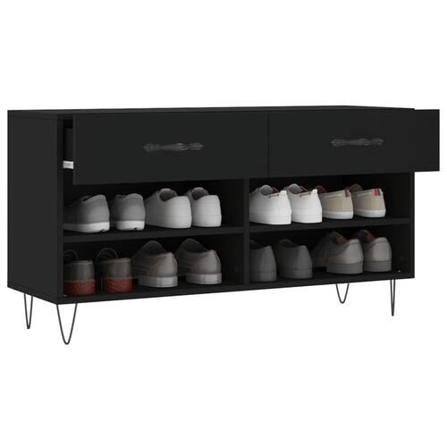 Skobænk 102x35x55 cm konstrueret træ sort