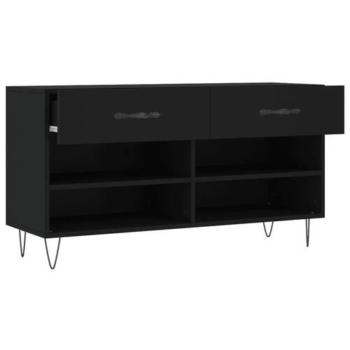 Skobænk 102x35x55 cm konstrueret træ sort