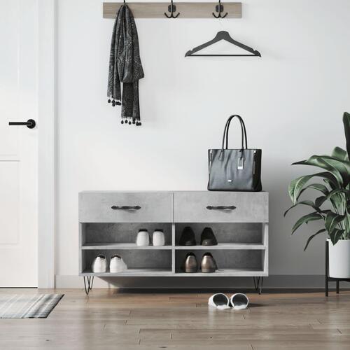 Skobænk 102x35x55 cm konstrueret træ betongrå