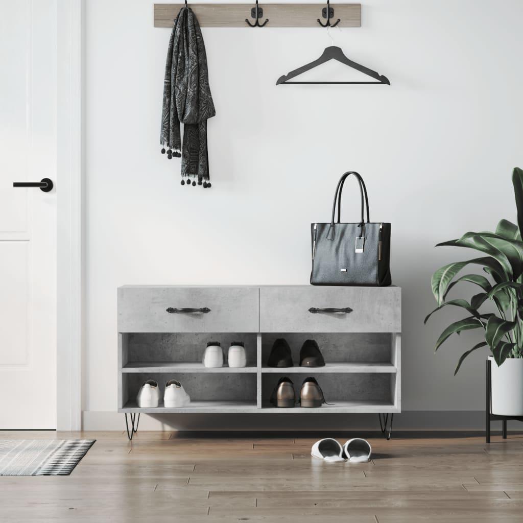 Skobænk 102x35x55 cm konstrueret træ betongrå