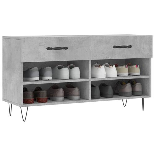 Skobænk 102x35x55 cm konstrueret træ betongrå