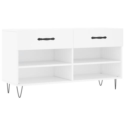 Skobænk 102x35x55 cm konstrueret træ hvid