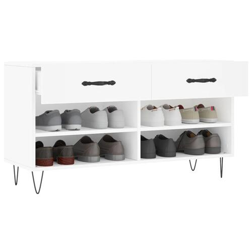 Skobænk 102x35x55 cm konstrueret træ hvid
