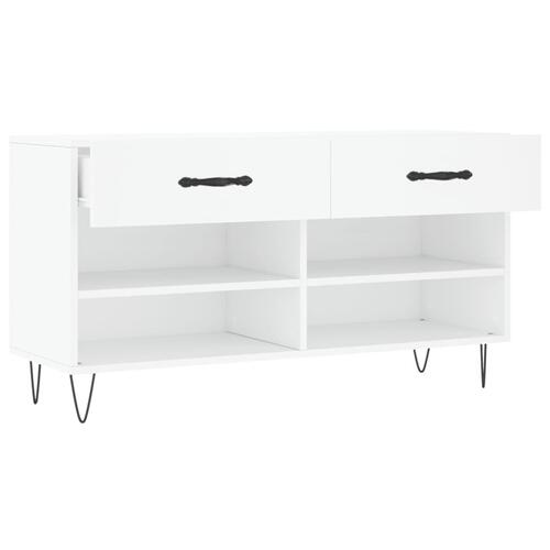 Skobænk 102x35x55 cm konstrueret træ hvid
