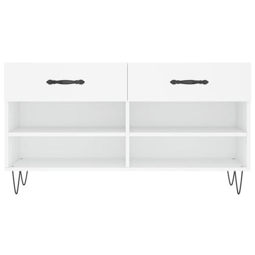 Skobænk 102x35x55 cm konstrueret træ hvid