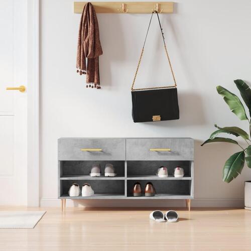 Skobænk 102x35x55 cm konstrueret træ betongrå
