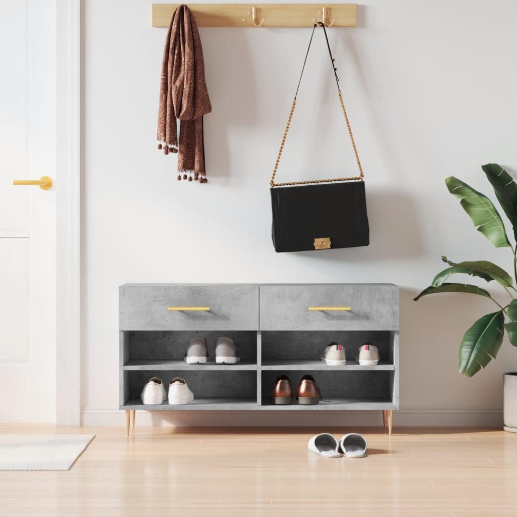 Skobænk 102x35x55 cm konstrueret træ betongrå