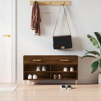 Skobænk 102x35x55 cm konstrueret træ brun egetræsfarve