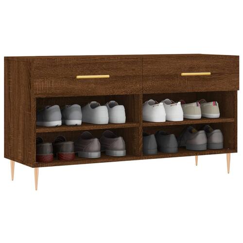 Skobænk 102x35x55 cm konstrueret træ brun egetræsfarve