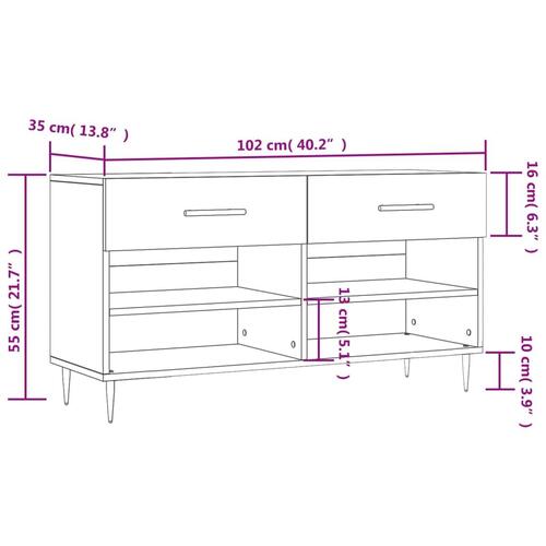 Skobænk 102x35x55 cm konstrueret træ brun egetræsfarve