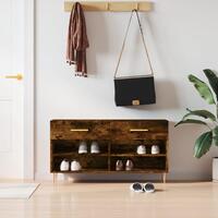 Skobænk 102x35x55 cm konstrueret træ røget egetræsfarve