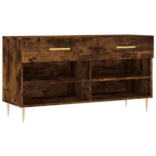 Skobænk 102x35x55 cm konstrueret træ røget egetræsfarve
